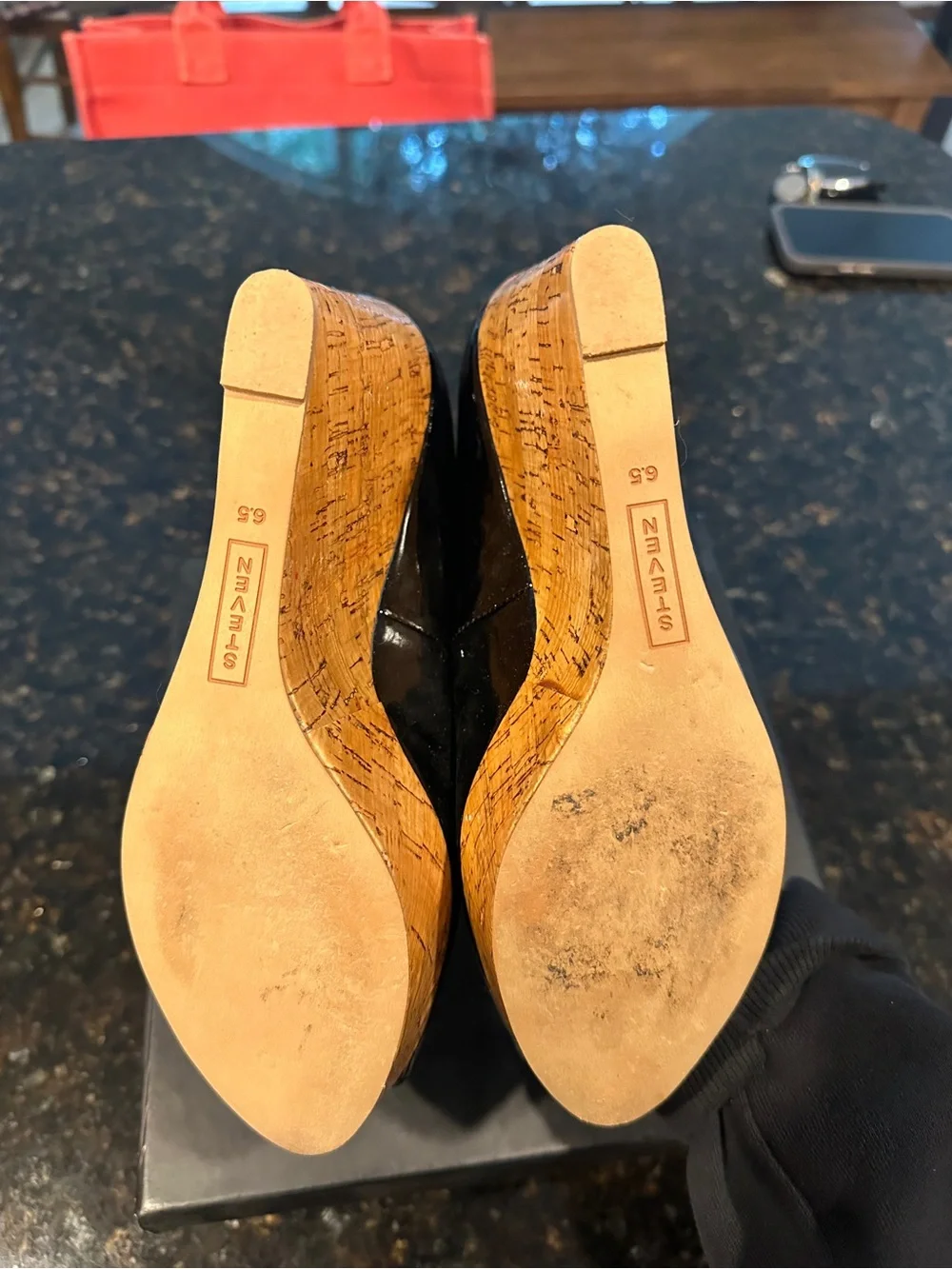 Steve Madden Black Patent Cork Wedge Pumps - Women